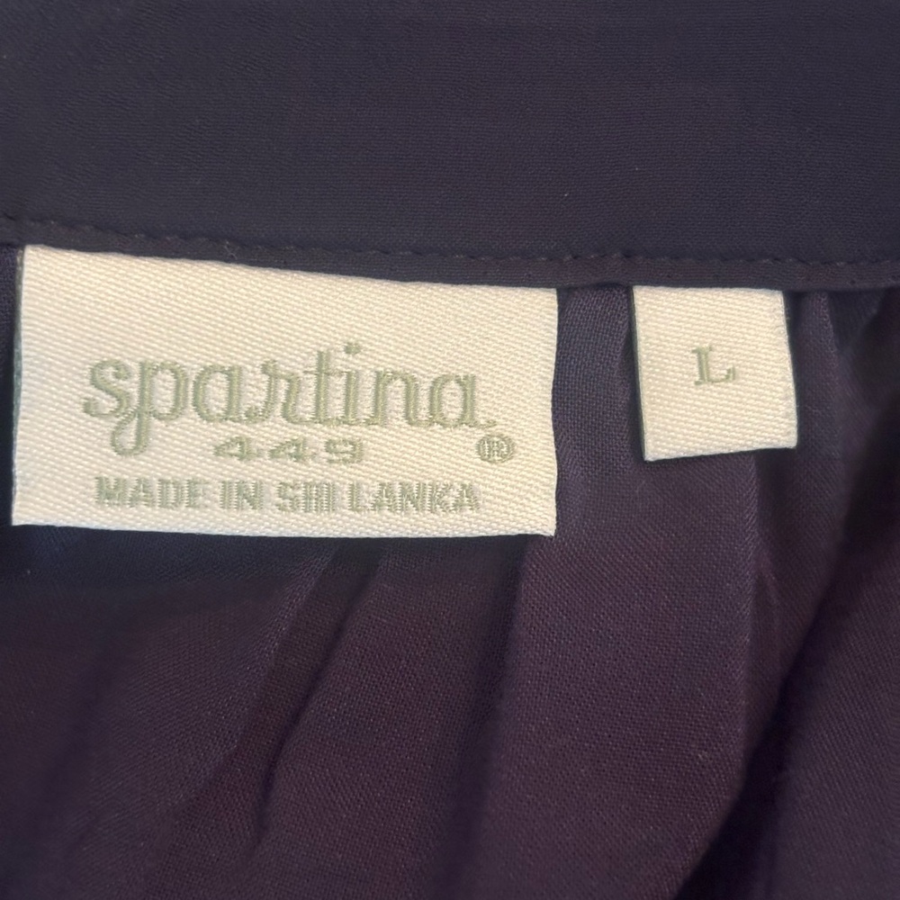 Spartina 449 Navy Long Sleeve V-Neck Drawstring Dress - Picture 7 of 11